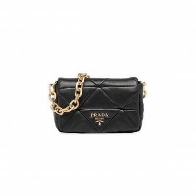 PRADA SYSTEM PATCHWORK MINI SHOULDER BAG BLACK 1BD292 (21*16*7cm) 